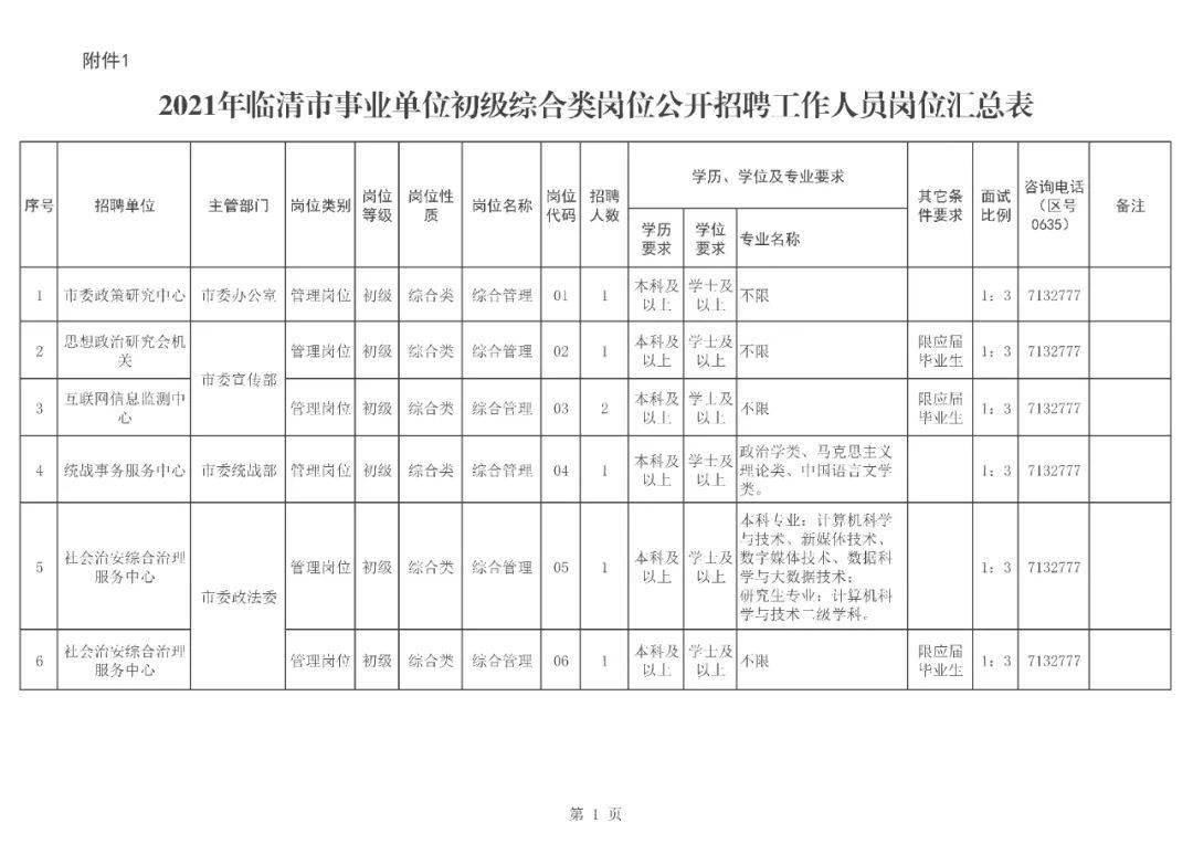 临清市发展和改革局最新招聘公告概览